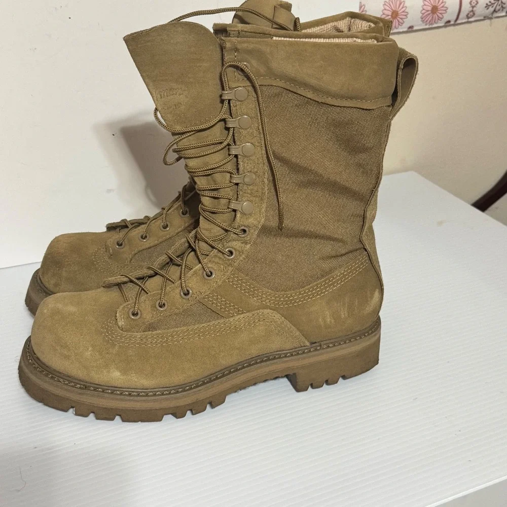 Hoffman Boots Powerline Mens 8.5 D Coyote Brown Suede Vibram Tactical Boots
